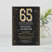 Invitation Black moderne 65e anniversaire Photo Surprise Part (Debout devant)
