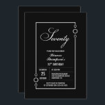 Invitation Black moderne 70th Birthday Party<br><div class="desc">Invitation vos amis et les proches à votre fête du 70e anniversaire avec cette invitation moderne de fête d'anniversaire à cadre blanc noir.</div>