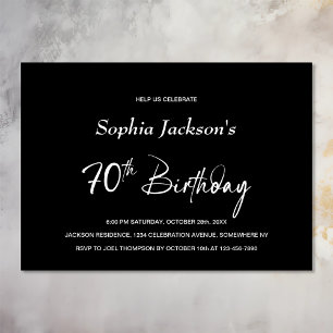 Invitation Black moderne 70th Birthday Party