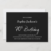 Invitation Black moderne 70th Birthday Party (Devant)