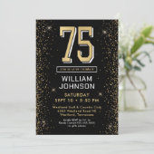 Invitation Black moderne 75e anniversaire (Debout devant)