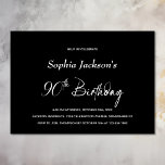 Invitation Black moderne 90th Birthday Party<br><div class="desc">Invitation vos amis et proches avec cette invitation de fête noire moderne de 90ème anniversaire. La zone de texte personnalisable de ce modèle d'invitation vous permet d'inclure sans effort tous les détails nécessaires à votre fête d'anniversaire, y compris la date, l'heure, le lieu et les informations RSVP. Une variété de...</div>