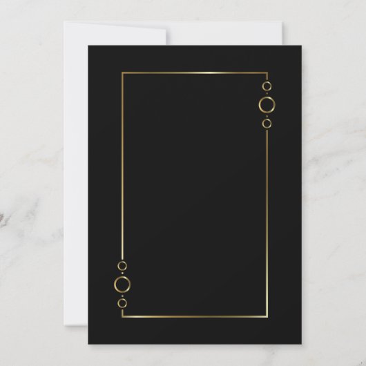 Invitation Black moderne avec Gold Frame d'engagement (Dos)