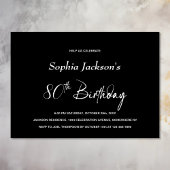 Invitation Black moderne fête d'anniversaire 80e
