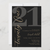 Invitation Black moderne Vingt et un 21e anniversaire (Devant)