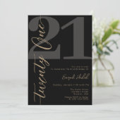 Invitation Black moderne Vingt et un 21e anniversaire (Debout devant)