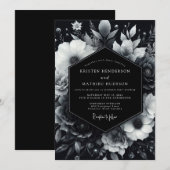 Invitation Black Moody Bloom Wedding (Devant / Derrière)