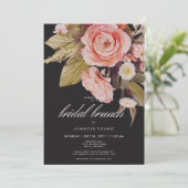 Invitation Black Moody Rose Blush Blooms Bridal Brunch (Debout devant)