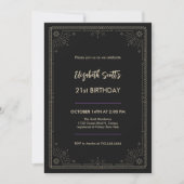 Invitation Black Mystic Astrology Star 21 Anniversaire (Devant)