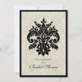 Invitation Black n Cream Fleur de Lis Mariage damassé (Dos)