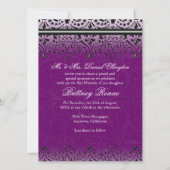 Invitation Black n White dentelle look Bat mitzvah argent Inv (Dos)