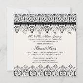 Invitation Black n White Lace Look Silver 15e Quinceanera (Dos)