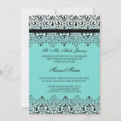 Invitation Black n White Lace Look Silver 15e Quinceanera (Dos)