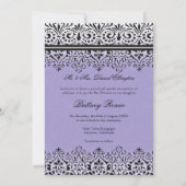 Invitation Black n White Lace Look Silver Bat mitzvah Invitat (Dos)