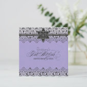 Invitation Black n White Lace Look Silver Bat mitzvah Invitat (Debout devant)