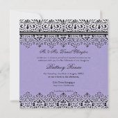 Invitation Black n White Lace Look Silver Bat mitzvah Invitat (Dos)