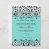 Invitation Black n White Lace Look Silver Bat mitzvah Invitat (Dos)