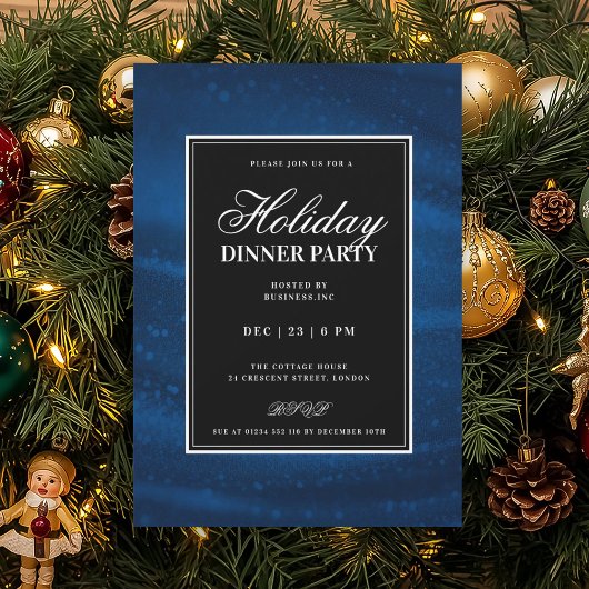 Invitation Black & Navy Blu Sequins Xmas Fête de Noël Soirée
