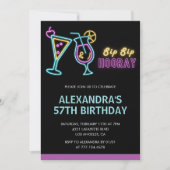 Invitation Black Neon Glow Cocktail Martini 57e anniversaire (Devant)