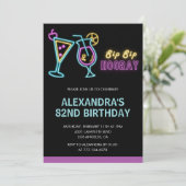 Invitation Black Neon Glow Cocktail Martini 82e anniversaire (Debout devant)