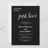 Invitation Black Nothing Fancy Just Love Casual Wedding  (Devant)