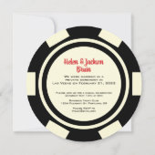 Invitation Black Off White Poker Chip Mariage Eloped annonce (Dos)