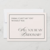 Invitation Black Old Money Will You Be My Bridesmaid Card (Devant)