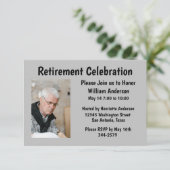 Invitation Black on Grey avec photo Retraite Party (Debout devant)