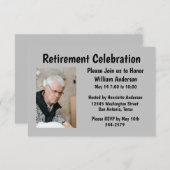 Invitation Black on Grey avec photo Retraite Party (Devant / Derrière)
