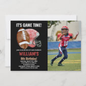 Invitation Black One Red Football Anniversaire Avec Photo (Devant)