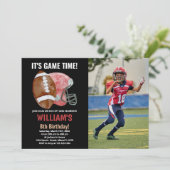 Invitation Black One Red Football Anniversaire Avec Photo (Debout devant)