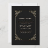 Invitation Black Opulent Baroque Frame Script Iftar Party (Devant)