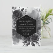 Invitation Black Opulent Bloom Wedding (Debout devant)
