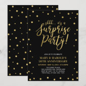 Invitation Black & Or | 50e anniversaire de mariage surprise (Devant / Derrière)