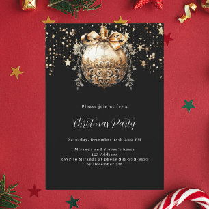 Invitation Black or Baule vintage étoiles Noël