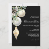 Invitation Black or blanc baubles société Noël fête (Devant)