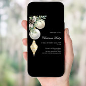 Invitation Black or blanc boules QR code Noël fête de Noël