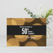 Invitation Black or Bokeh lumières 50e anniversaire Merci (Debout devant)