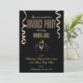 Invitation Black or élégant champagne fête de divorce (Debout devant)