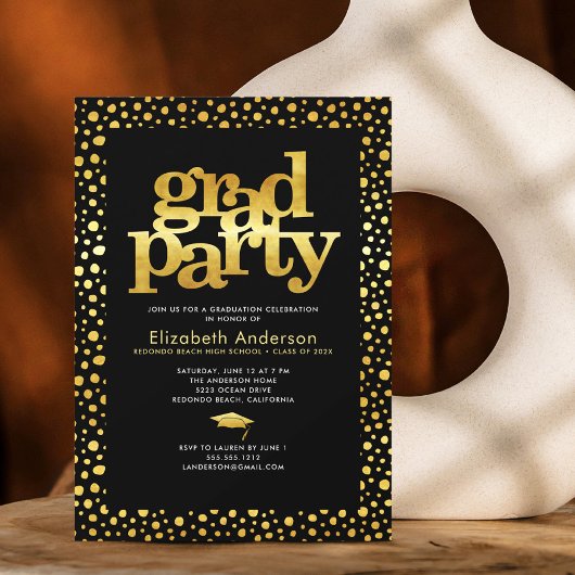 Invitation Black or grad party moderne audacieuse typographie