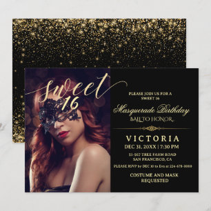 Invitation Black & or Masquerade Sweet 16 Anniversaire Photo