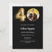Invitation Black or photo 40e anniversaire (Devant)