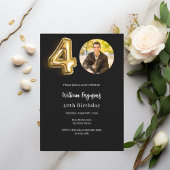 Invitation Black or photo 40e anniversaire