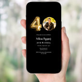 Invitation Black or photo 40e anniversaire