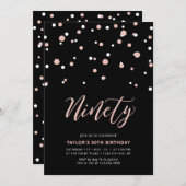 Invitation Black or Rose Simple 90e fête d'anniversaire (Devant / Derrière)
