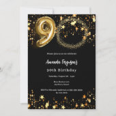 Invitation Black or stars 90e anniversaire de luxe (Devant)
