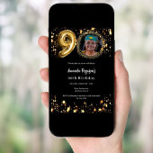 Invitation Black or stars 90e anniversaire de luxe