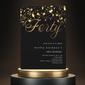 Invitation Black or stars élégant 40e anniversaire luxe