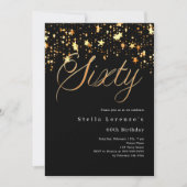 Invitation Black or stars script 60e anniversaire luxe (Devant)