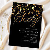 Invitation Black or stars script 60e anniversaire luxe
